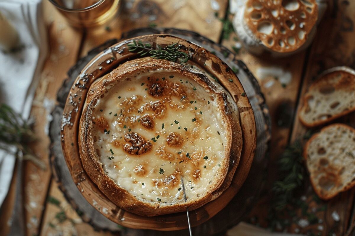 Explorez les délices du reblochon avec cette fondue unique servie en miche