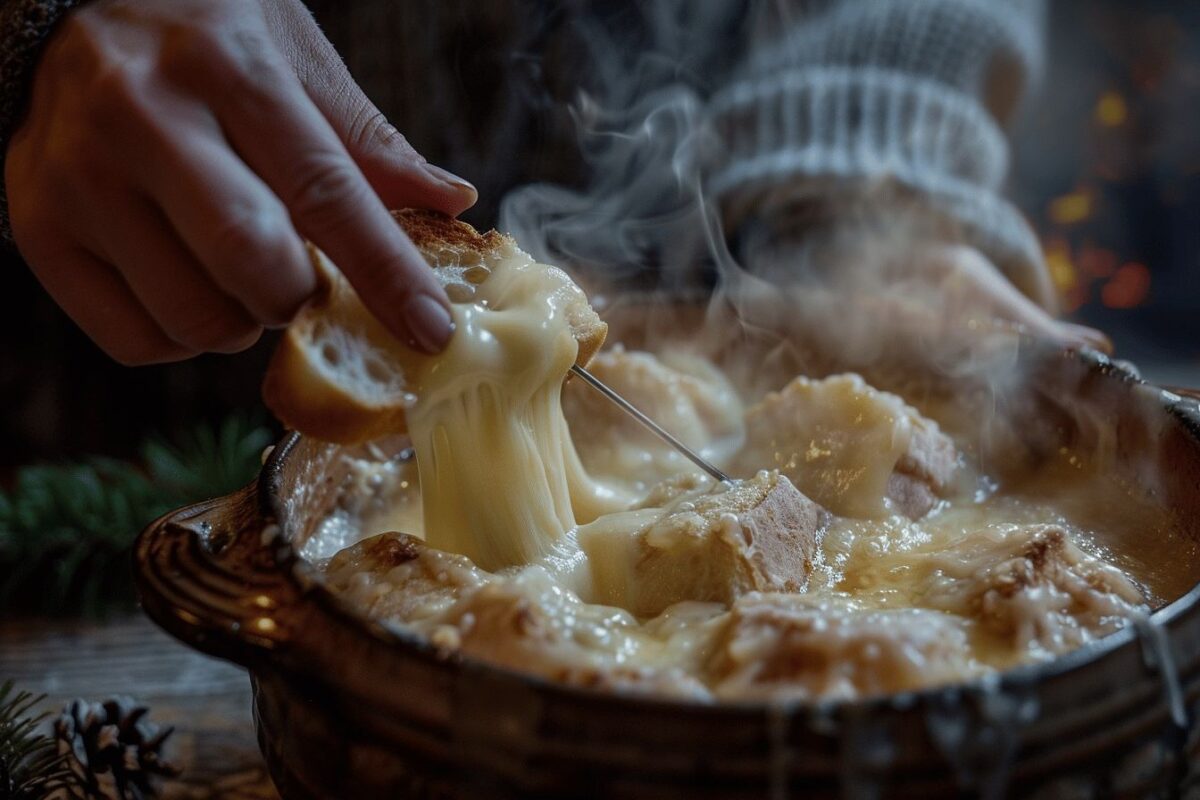 Explorez les délices d'une fondue de reblochon servie dans une miche de pain