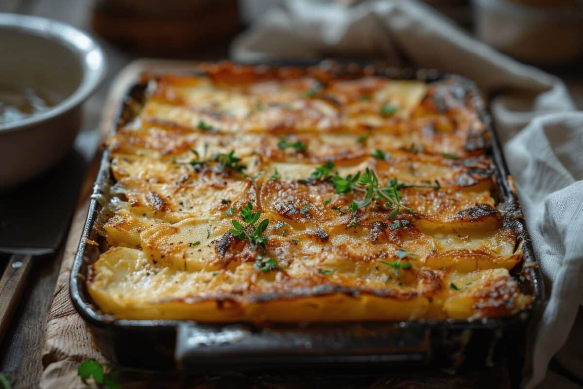 Explorez les étapes pour créer un mille-feuille de pommes de terre croustillant à la manière de Cyril Lignac