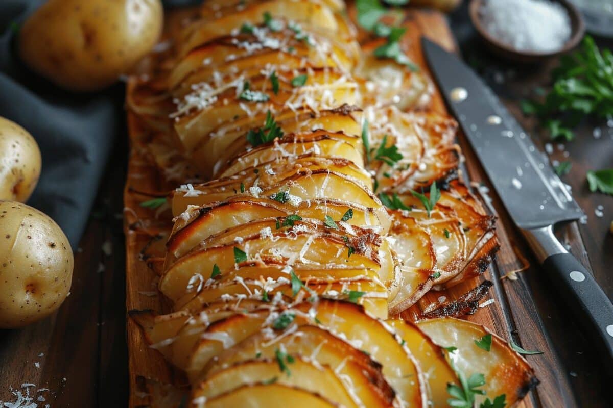 Les étapes clés pour un mille-feuille de pommes de terre croustillant à la manière de Cyril Lignac